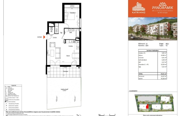 Alpes immobilier : Appartement | VOREPPE (38340) | 54 m2 | 214 000 € 